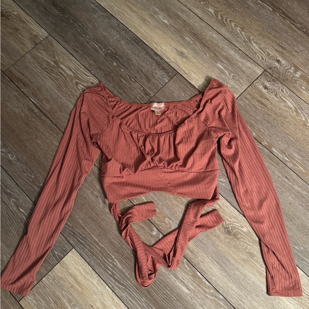 Women's Long Sleeve crop top with tie